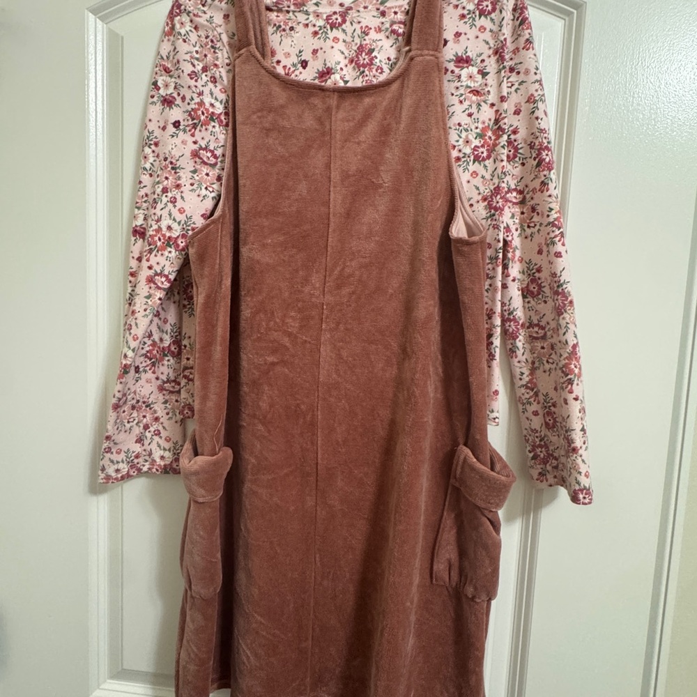 Bonnie Jean Pink Floral Velvet Dress